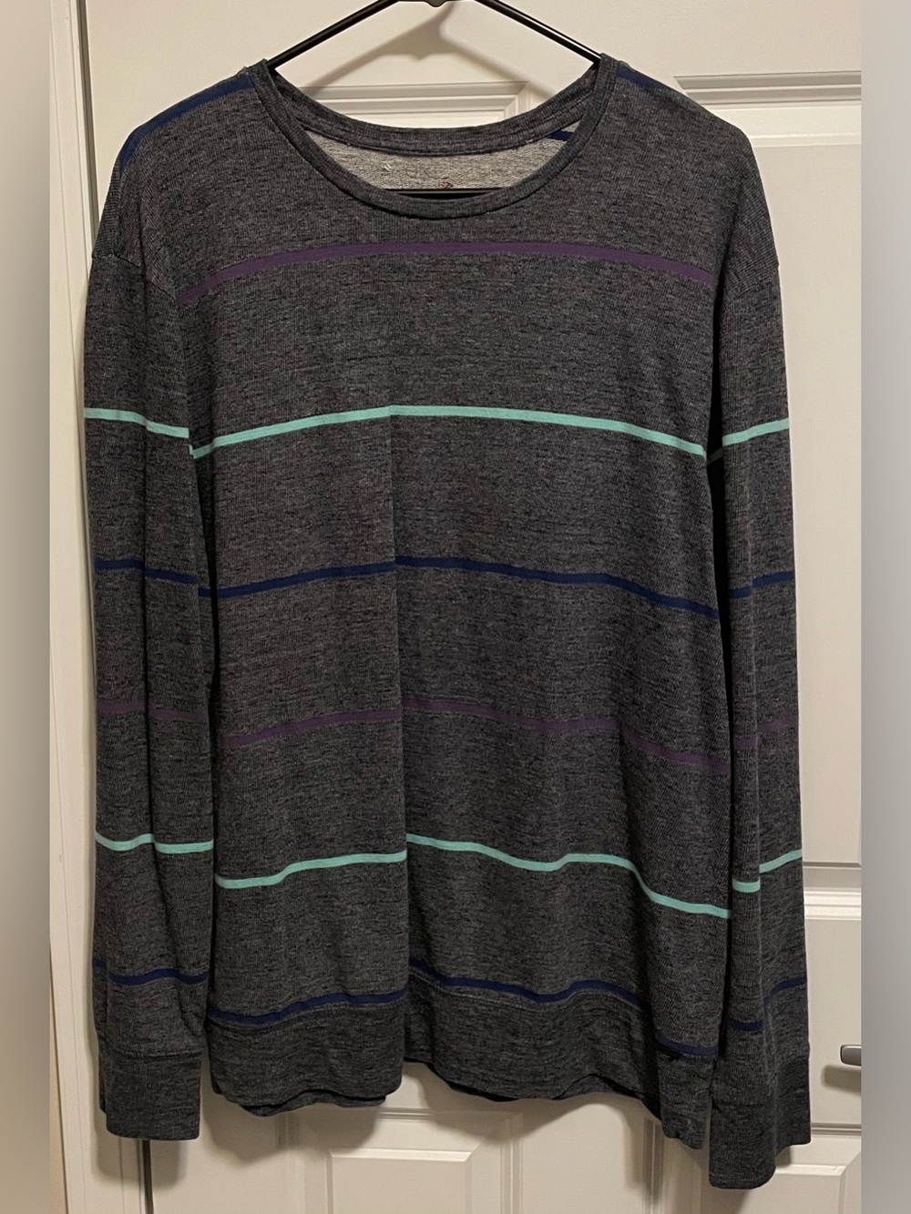 On The Bias PacSun Men's XL Grey Striped Long Sleeve Sweatshirt Crewneck Cotton